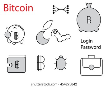 Bitcon. Set of icons. Bitcoin.