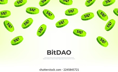 BitDAO (BIT) coin falling from the sky. BIT cryptocurrency concept banner background.