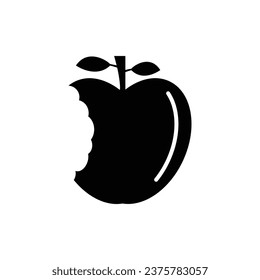Icono de manzana mordida plano. Símbolo de signo de vector aislado de ilustración