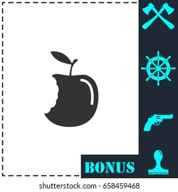 Bite apple icon flat. Simple vector symbol and bonus icon