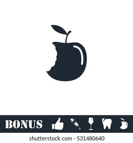Bite apple icon flat. Vector illustration symbol and bonus pictogram