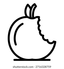 Icono de desperdicio de manzana mordida. Icono de Vector de residuos de manzana de mordida de contorno para Diseño web aislado sobre fondo blanco