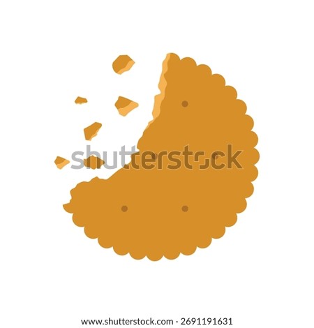 bite biscuit with crumbs cartoon element