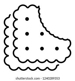 Bite biscuit icon. Outline bite biscuit vector icon for web design isolated on white background