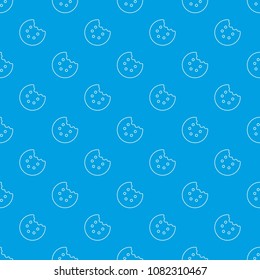 Bite biscuits pattern vector seamless blue repeat for any use