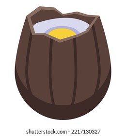 Bite Chocolate Egg Icon Isometric Vector. Easter Candy. Milk Cocoa