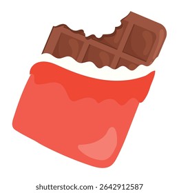 Morda chocolate em embalagem. Ilustração vetorial