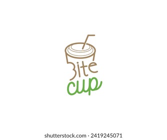 Bite Coffee Cup Cafe Business Logo Design Template