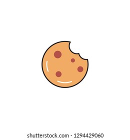 bite cookie color line icon. snack food vector illustration. Editable Stroke. simple design symbol