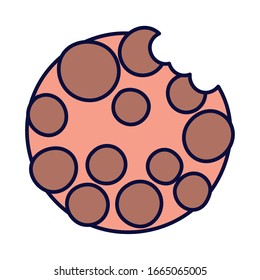 bite cookie food cartoon icon style design vector illustration