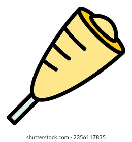 Bite corn dog icon outline vector. Stick corndog. Korean sauce color flat