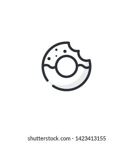 Bite Donut Vector Illustration, outline sign