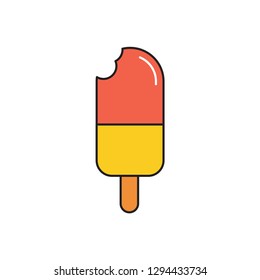 bite ice cream color line icon.  food vector illustration. Editable Stroke. simple design symbol