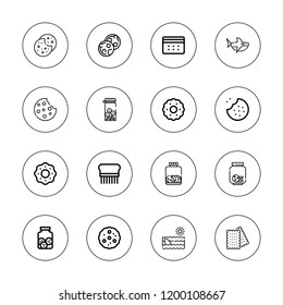 Bite icon set. collection of 16 outline bite icons with biscuit, cookie, cookies, flea icons.