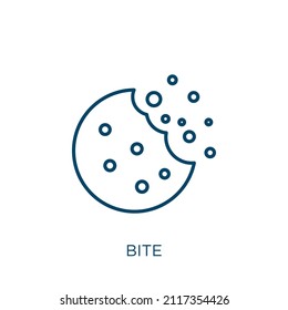 bite icon. Thin linear bite outline icon isolated on white background. Line vector bite sign, symbol for web and mobile