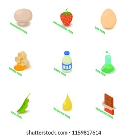 Bite icons set. Isometric set of 9 bite vector icons for web isolated on white background