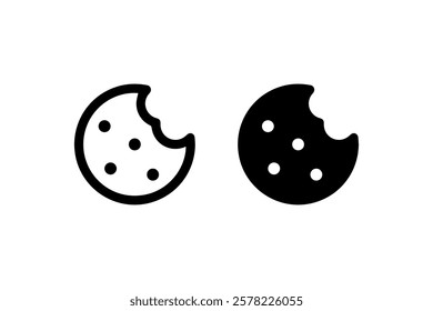 Bite Mark Cookie Icon in Outline and Solid Vector