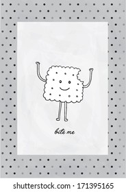 bite me biscuit poster template vector/illustration / background/ greeting card
