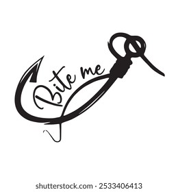 bite me fishing logo inspirational positive quotes, motivational, typography, lettering design