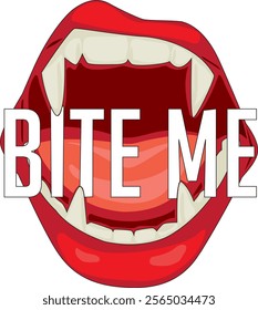 Bite Me Vampire Mouth Vector