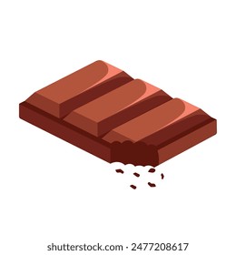 bite on the chocolate bar isolated