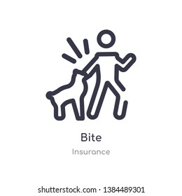 bite outline icon. isolated line vector illustration from insurance collection. editable thin stroke bite icon on white background
