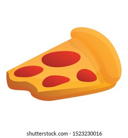 Bite pizza slice icon. Cartoon of bite pizza slice vector icon for web design isolated on white background