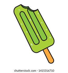 bite popsicle ice cream on white background vector illustration