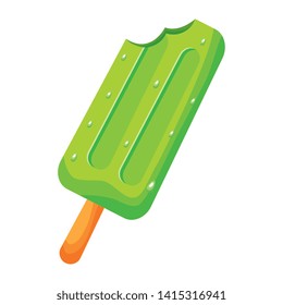bite popsicle ice cream on white background vector illustration