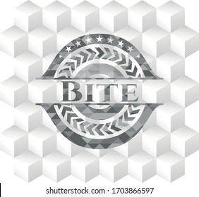 Emblema gris realista con fondo blanco cubo. 