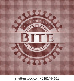 Bite red seamless badge with geometric pattern background.