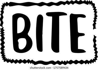 BITE sign on white background. Sticker, stamp