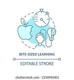 Bite sized learning turquoise concept icon. Innovative technique. Education trend abstract idea thin line illustration. Isolated outline drawing. Editable stroke. Arial, Myriad Pro-Bold fonts use