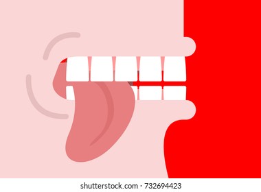 Bite tongue. Clench your teeth. Shut up. Vector illustration.