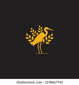 ilustración del icono del logotipo del animal de la grúa de biología