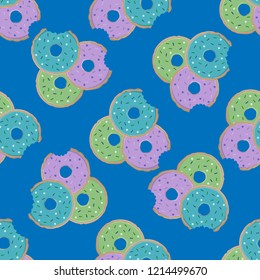 Bites on donuts vector illustration pattern