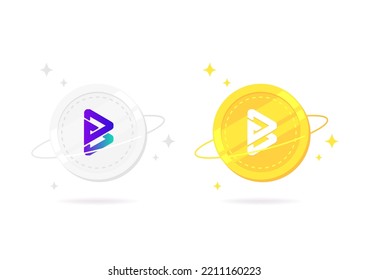 Icono plano de moneda bitgert (BRISE) aislado en fondo blanco.