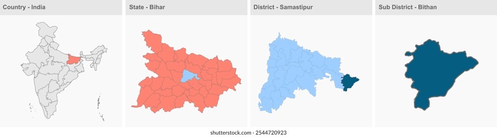 Bithan map, Samastipur District, Bihar State, Republic of India, Government of Bihar, Indian territory, Eastern India, politics, village, tourism