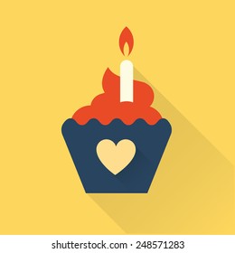 bithday cupcake flat style illustration