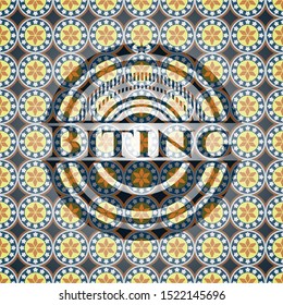 Biting arabic style badge. Arabesque decoration.