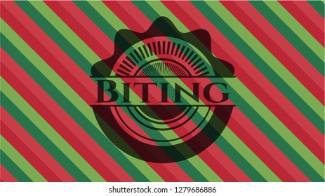 Biting christmas badge.