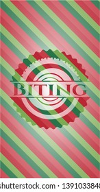 Biting christmas colors emblem. Vector Illustration. Detailed.