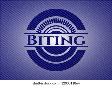 Biting emblem with jean background