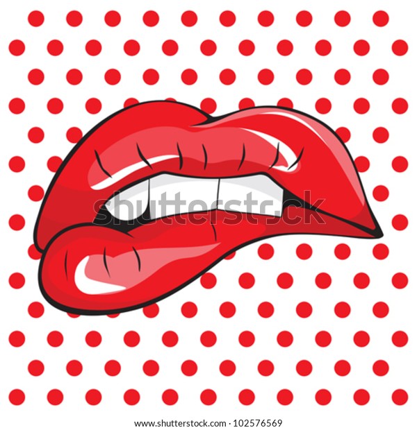 Biting Her Red Lips Teeth Pop Stock Vector (Royalty Free) 102576569 ...