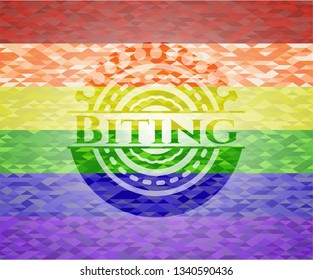 Biting lgbt colors emblem 
