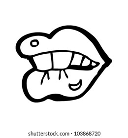 caricatura de labios mordientes