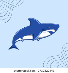 Biting Shark Flat design style open mouth shark attack pose suitable for fierce mascot and warning visuals