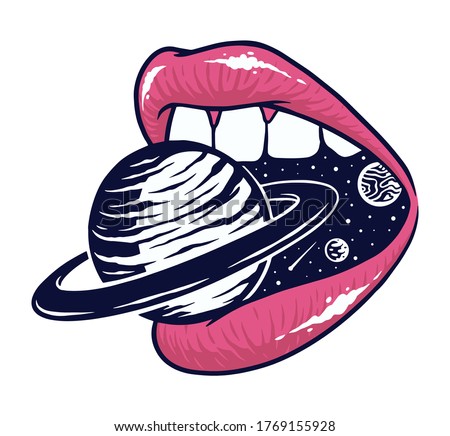 Biting the universe vector illustration