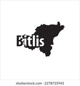 Bitlis map and black lettering design on white background