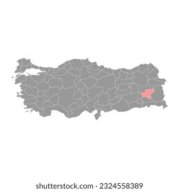 Bitlis province map, administrative divisions of Turkey. Vector illustration.